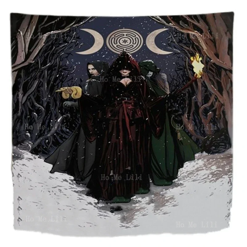 Hecate Holiday Dark Triple Goddess Wiccan Gothic Witch Altar Pagan Witchcraft Original Art Tapestry Home Decor