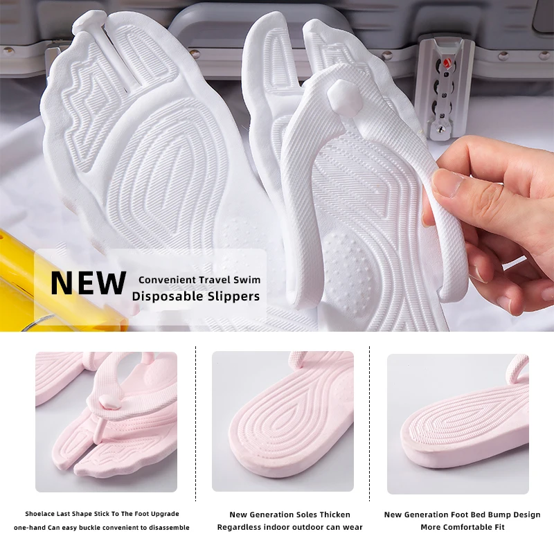 1Pair of Portable Folding Slippers for Business Trip Couple Beach Flip-flops Hotel Bath Anti-skid Slippers Folding Slippers image 3