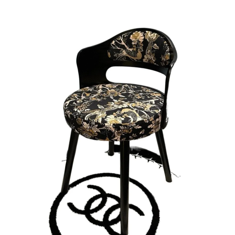 

Medieval style rotatable retro light luxury living room stool dining room stool bar chair children's learning rotating stool