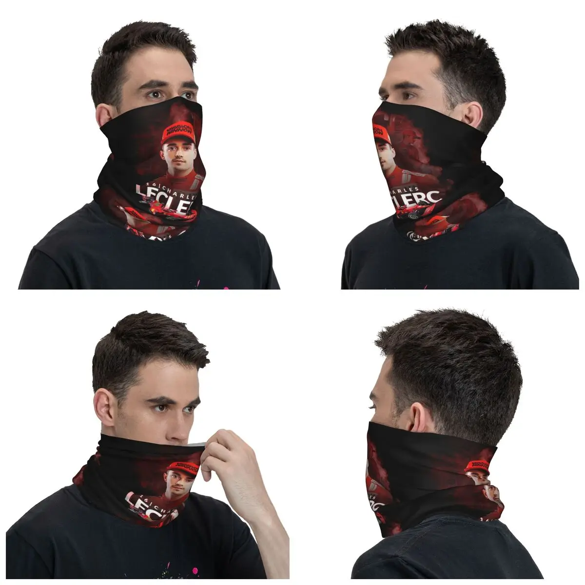 Custom Charles Monaco Formula One Driver Leclercs Bandana Neck Gaiter Face Scarf Cover Women Men Headwear Tube Balaclava