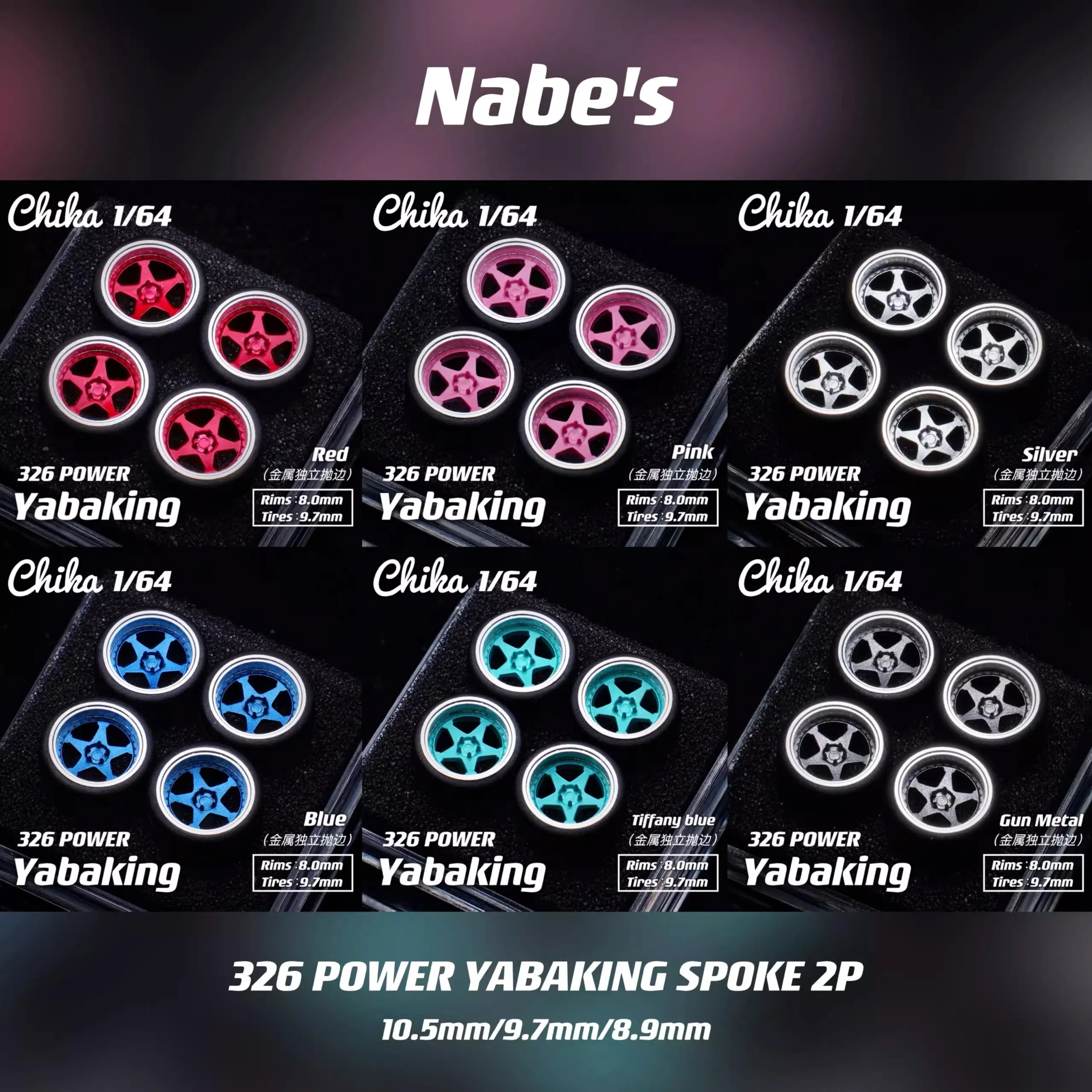 1/64 Nabes X Chika 10.5mm/9.7mm/8.9mm Wheels Tires for 1:64 Model