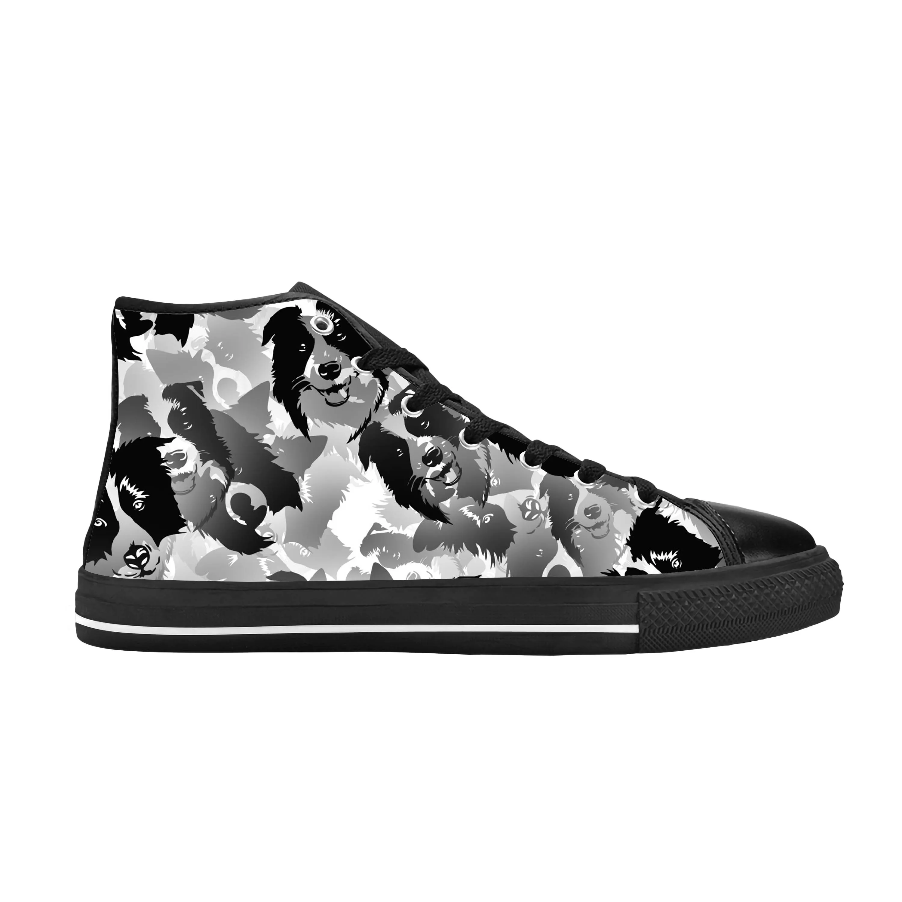 Border Collie Collies Dog Animal Pattern Cartoon Casual Cloth Shoes High Top Comfortable Breathable 3D Print Men Women Sneakers