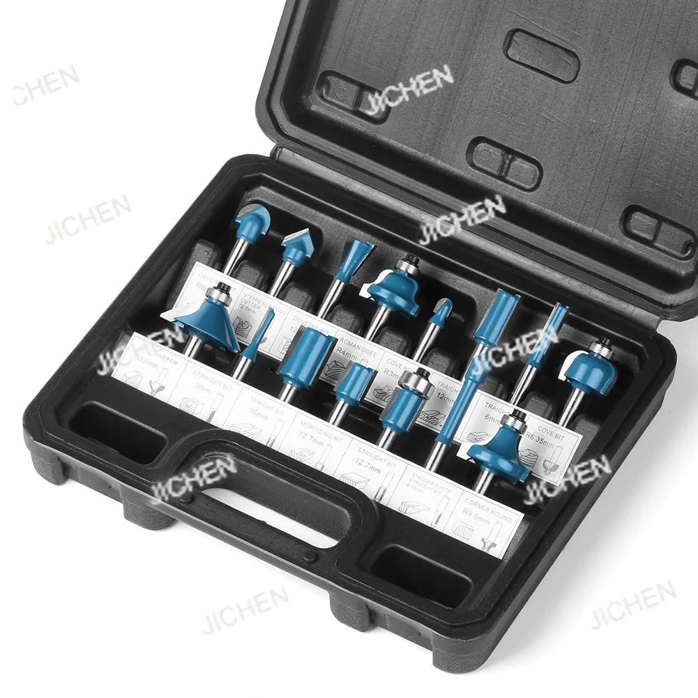 

Набор фрез для деревообработки из 15 предметов с рукояткой 1/4 дюйма, насадка-триммер, фреза для пазов в бакелите, прямая фреза, деревообрабатывающий инструмент