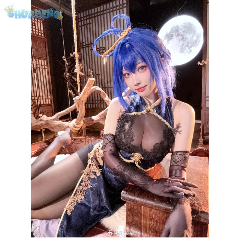

USS New Jersey Cosplay Costume Anime Game Azur Lan Chinese style elegant cheongsam accessories prop Halloween party women dress