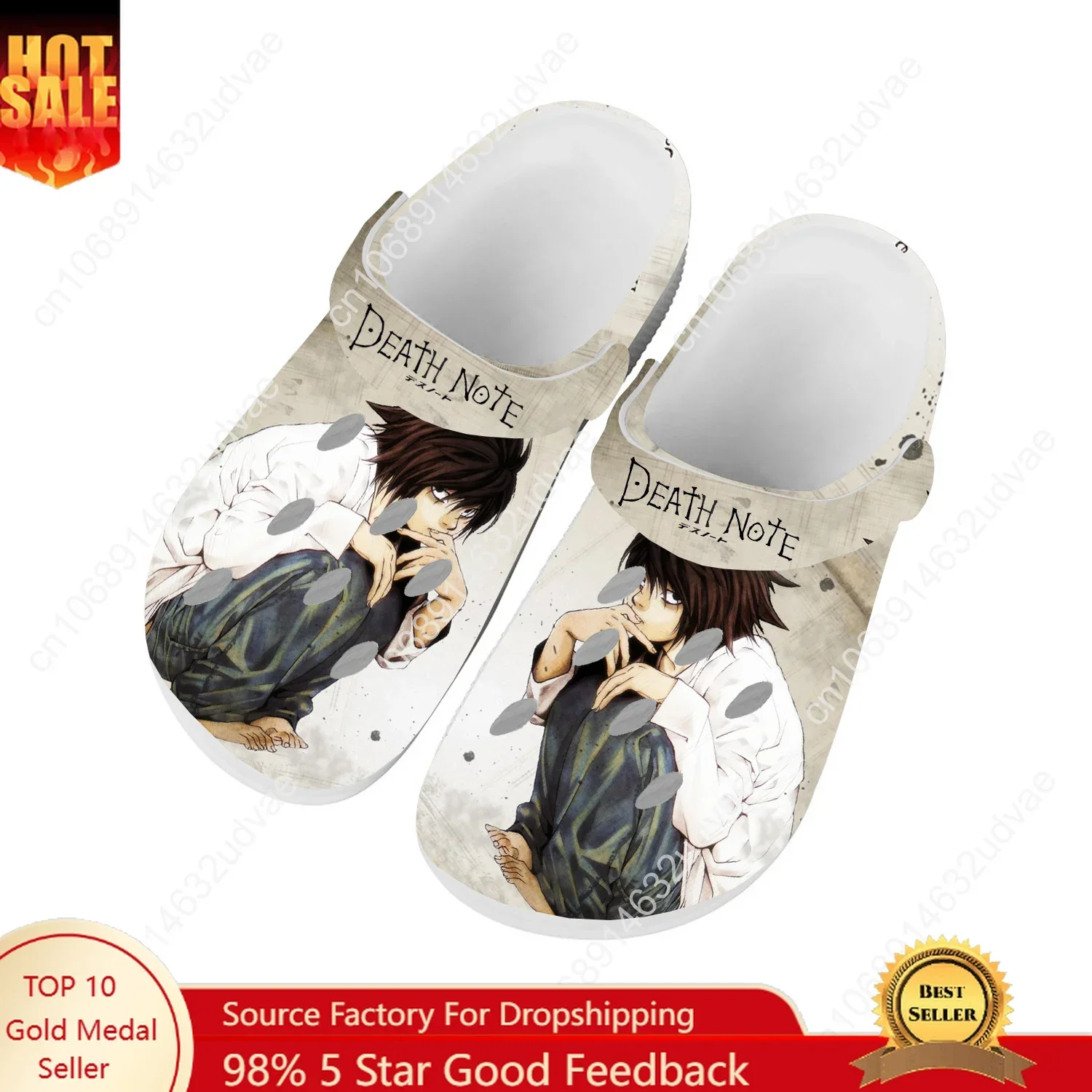 

D-Death N-Notes Water Shoes Mens Womens Comfortable Fashion Home Garden Clogs Customizd Sandals Beach Breathable Hole Slippers