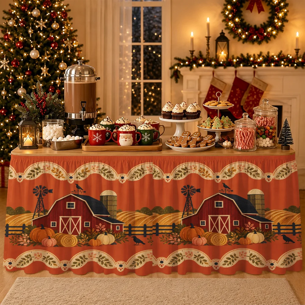 Large garland country barn harvest tablecloth, autumn harvest, suitable for the dining table
