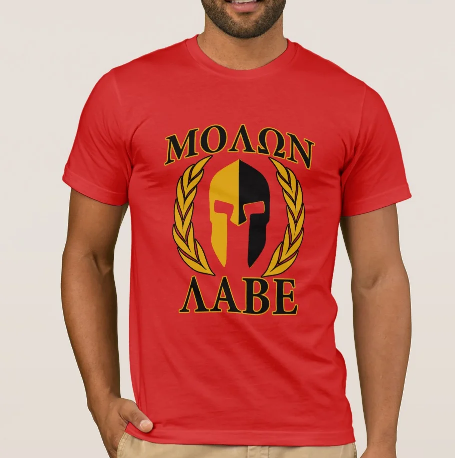 Spartan Helmet Laurels Molon Labe T-Shirt 100% Cotton O-Neck Short Sleeve Casual Mens T-shirt Size S-3XL