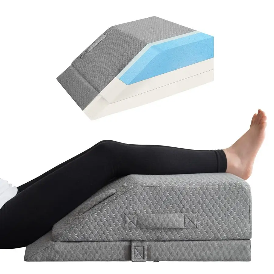 

Leg Elevation Pillows for Swelling, Cooling Gel Memory Foam Wedge Pillows for After Surgery, Sciatica Back Knee Hip Ankles Pain