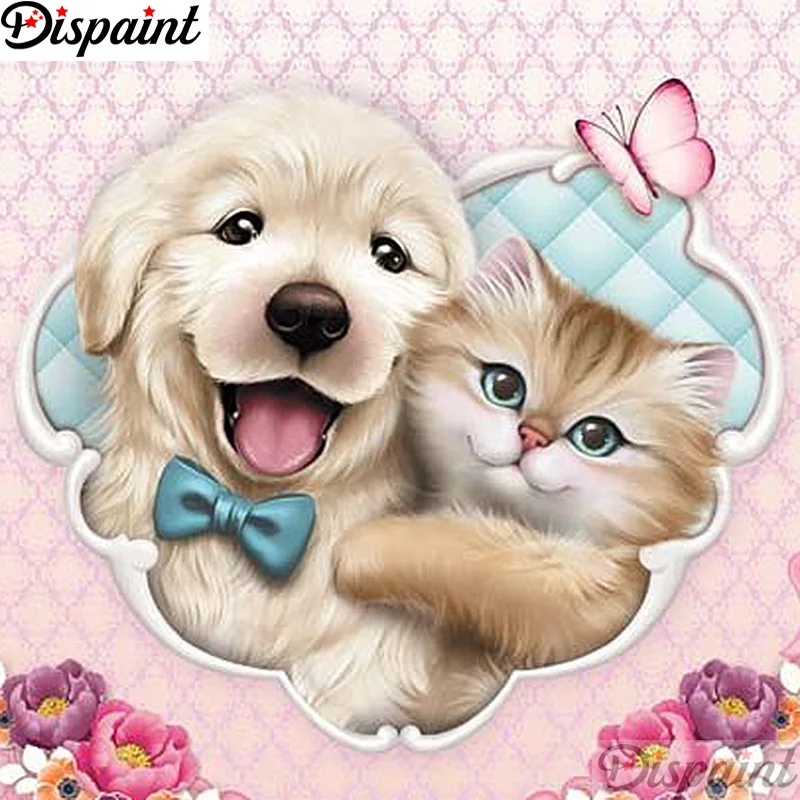 

Dispaint Full Square/Round Drill 5D DIY Diamond Painting "Dog cat" Embroidery Cross Stitch 3D Home Decor A12882