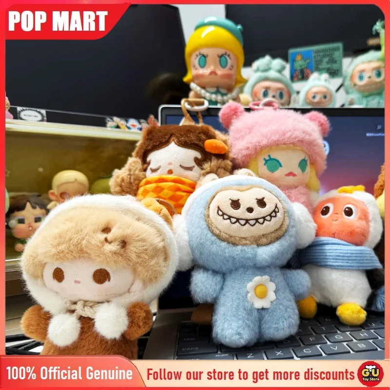 

POP MART Pop Bean Fluffy&Cozy Series, плюшевая подвеска, слепая коробка, модная игрушка, сумка, декор, брелок, сбор Mystery Box, подарок на Новый год