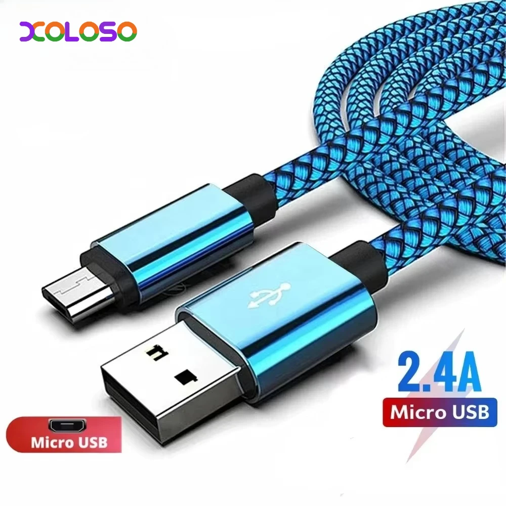 

Micro USB 2.4A Fast Chagring Cable Nylon Data Cable Cord For Samsung Galaxy A3/A5/a7 Android Phone Mobile devices 0.2M 1M 2M