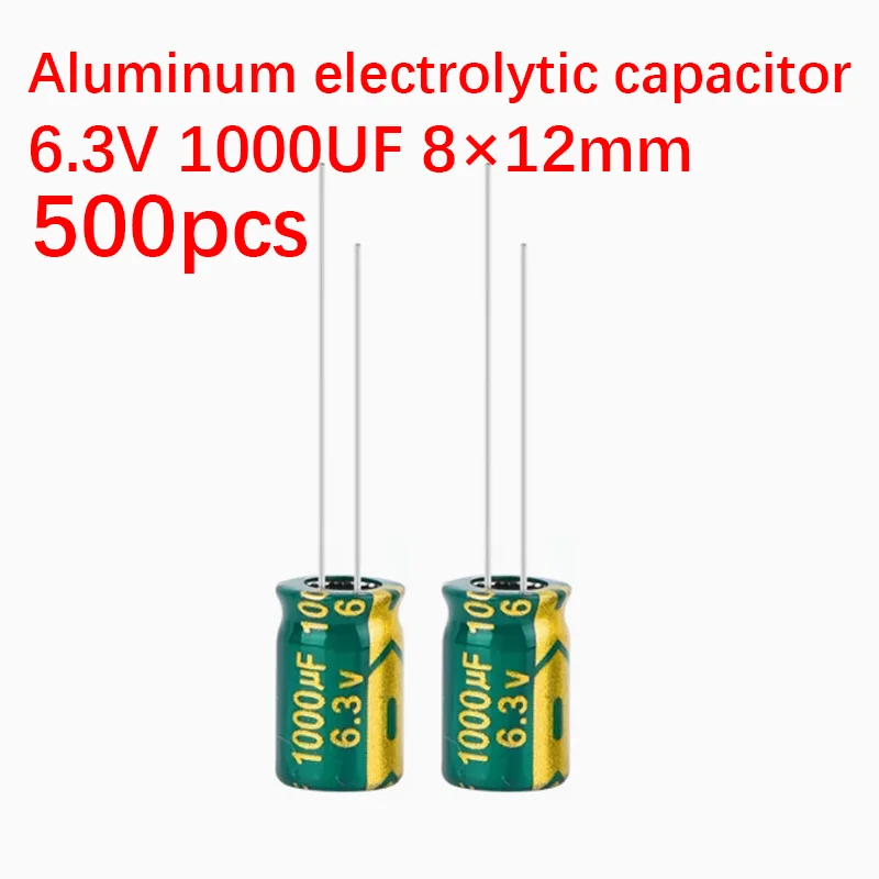 500pcs 6.3V 1000uf capacitor 8×12mm Aluminum electrolytic capacitor High Frequency Low ESR