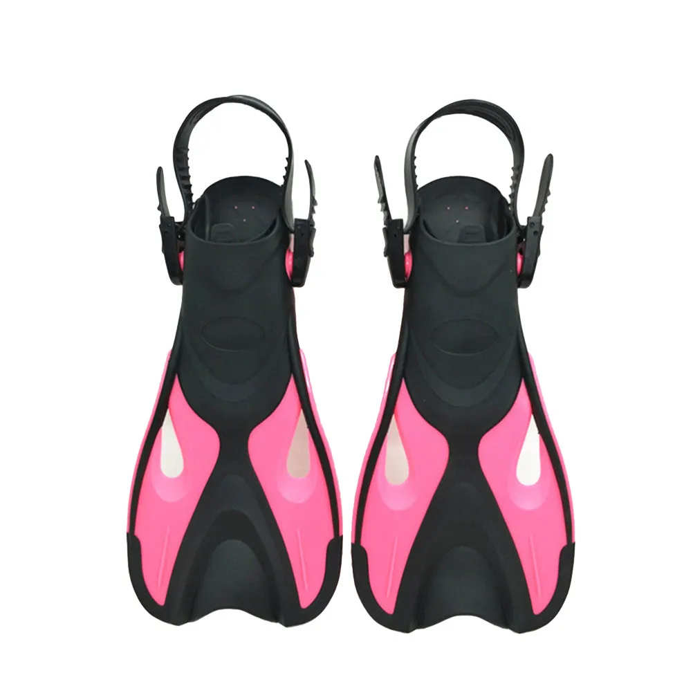 

1Pair Adjustable Open Heel Snorkeling Fins Pink 37-41 Hydromechanical Shape Diving Flippers Comfortable Fit Snorkeling Fins