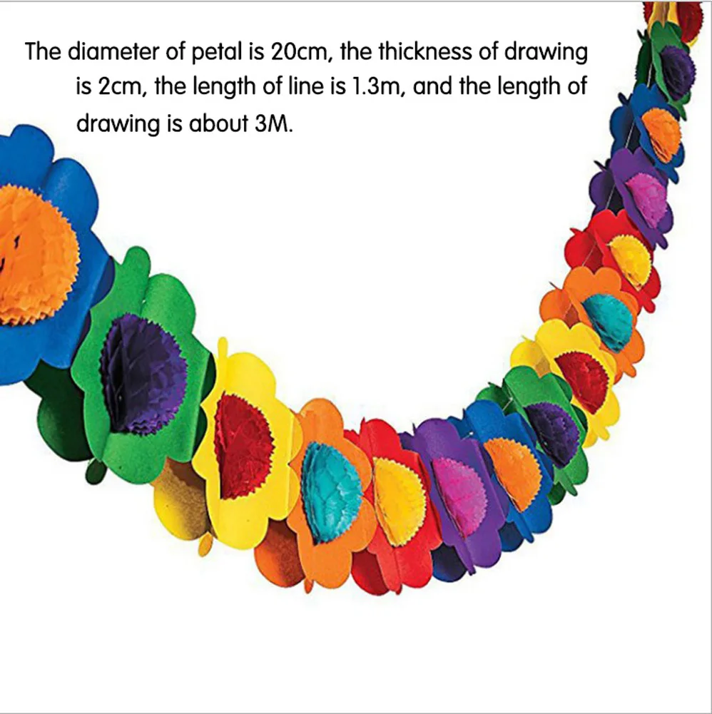 3-Meter bunte runde Blumen aus Papier zum Ziehen von Blumen, Blumengirlanden, Baby-Heimdekoration, Geburtstagsfeier, Hochzeit, Layout, Veranstaltungsort-Dekoration – Detail 1