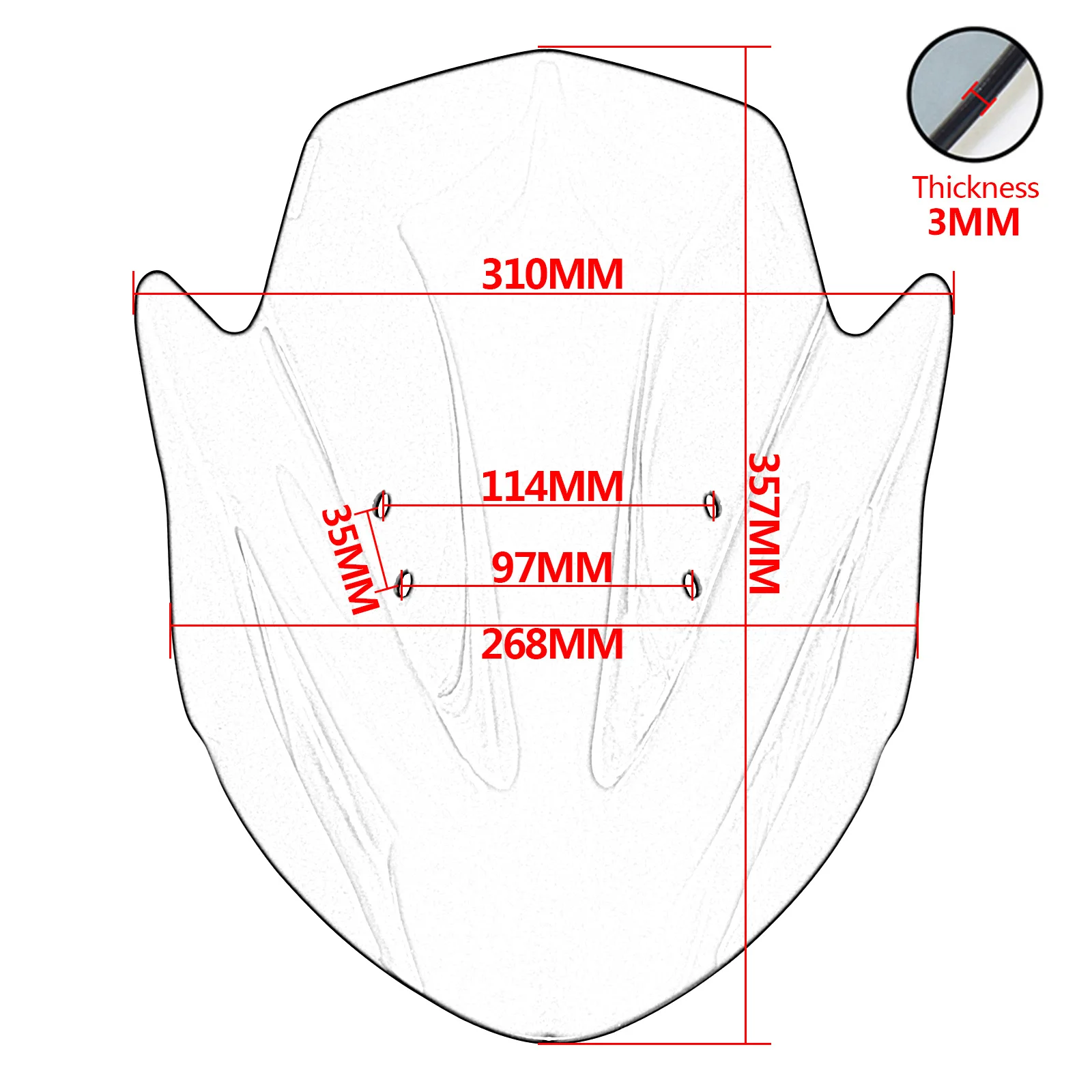 Motorcycle windshield Modified For KAWASAKI ER-6N 2012-2016 motorcycle Front Windscreen Visor Wind Deflector