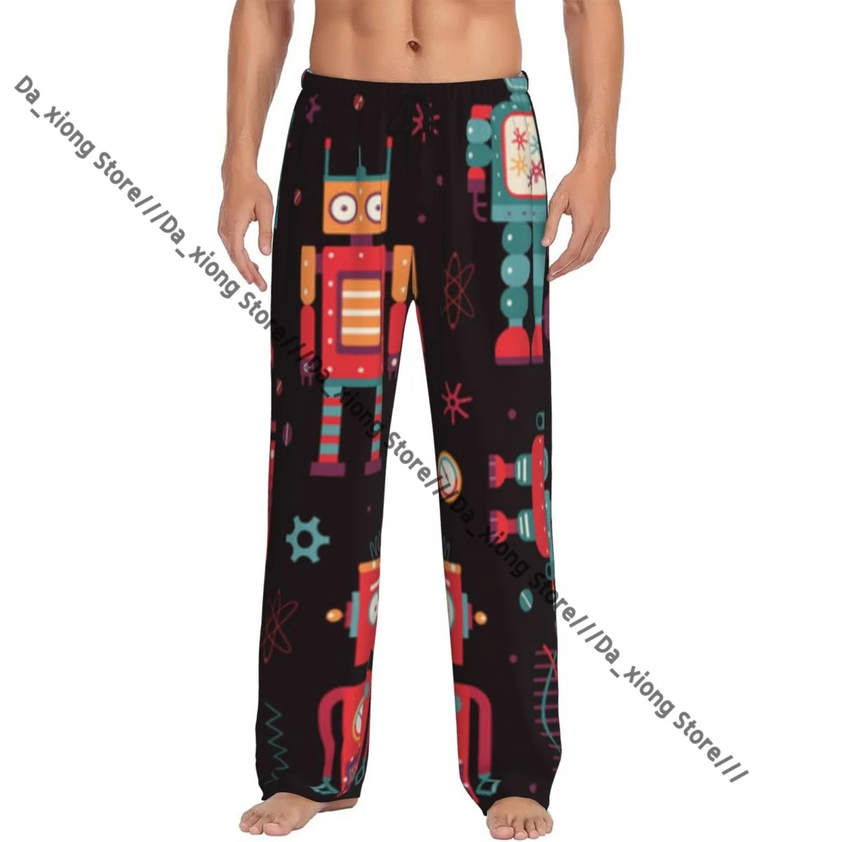 

Мужские повседневные пижамные штаны для сна, ретро-игрушки и винтажные роботы, свободные брюки для отдыха, удобная ночная рубашка