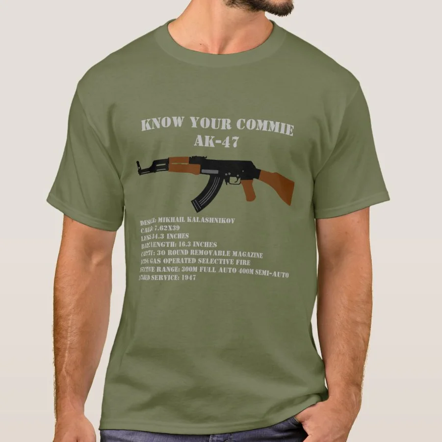 Know Your Commie AK-47 Soviet Union Assault Rifle T Shirt. Short Sleeve 100% Cotton Casual T-shirts Loose Top Size S-3XL