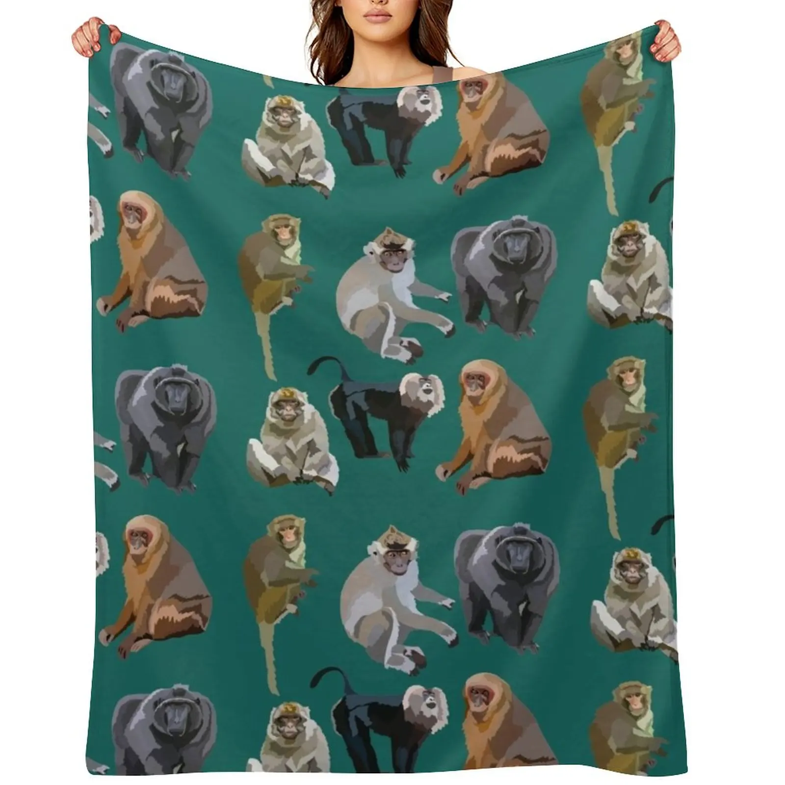 

M is for Macaque Throw Blanket valentine gift ideas Beach Picnic Luxury Throw Blankets
