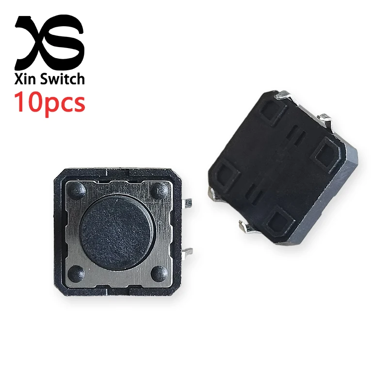 10PCS 12x12 Tactile Switch Vertical Type 12*12 Handle Height 6.0mm 4-Pin 50mA DC 12V Self-Reset Electronic Push Button Switch