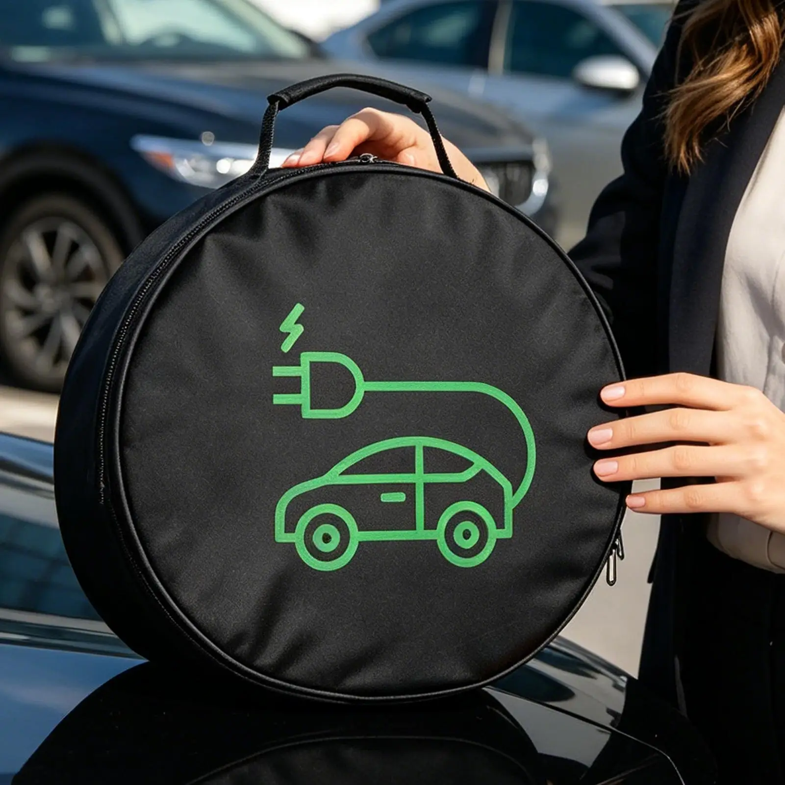 EV Charging Cable Storage Bag Electric Car Charger Box Charging Organizer Jumper Cable Bag Waterproof Fire Retardant Organizer