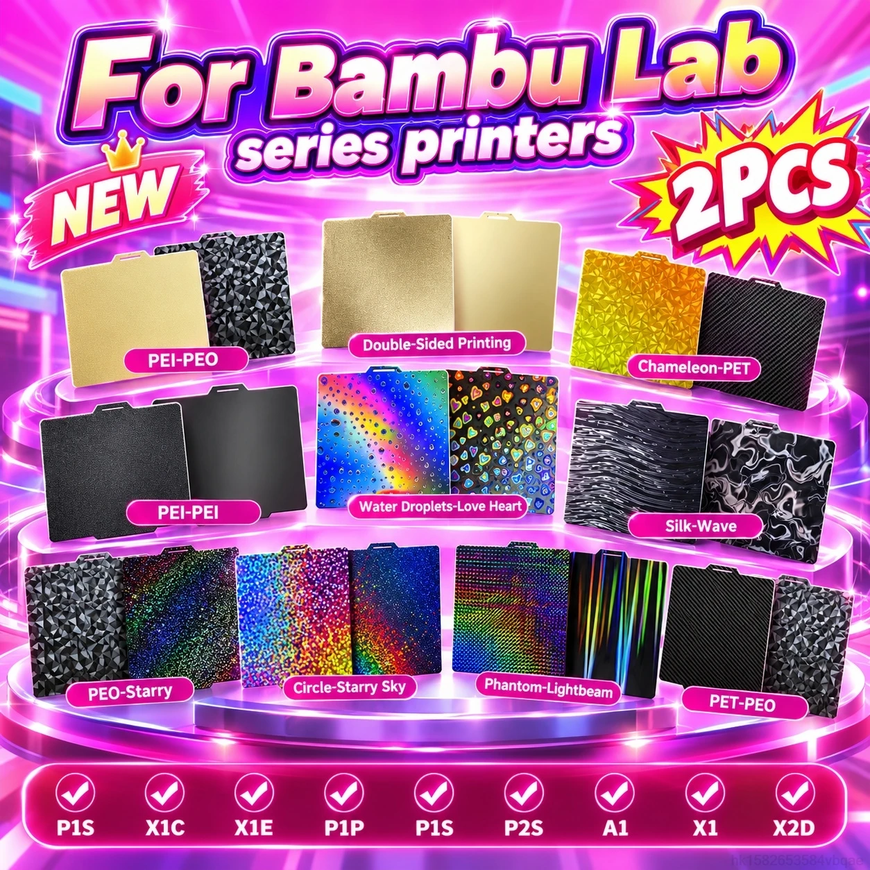 For Bambulab P1P P1S P2S A1 X1C X1 X1E X2D Plate Smooth PEI Sheet for Bambu Lab Build Plate Double Sided Heatbed For Bambu Lab