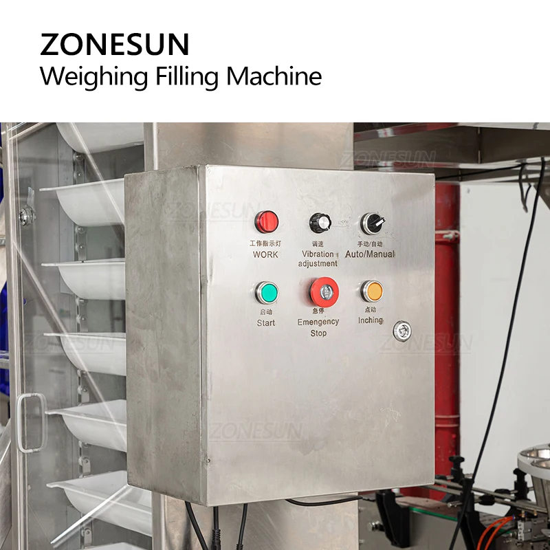 ZONESUN ماكينة تعبئة الحبيبات الأوتوماتيكية الحبوب بذور السمسم الحلوى تغذية وزنها قياس إنتاج التعبئة ZS-QGF10