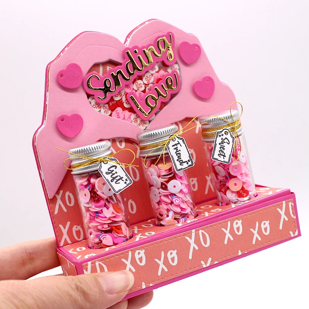 KSCRAFT Valentine Jar Gift Box Metal Cutting Dies Stencils for DIY Scrapbooking Decorative Embossing DIY Paper Cards