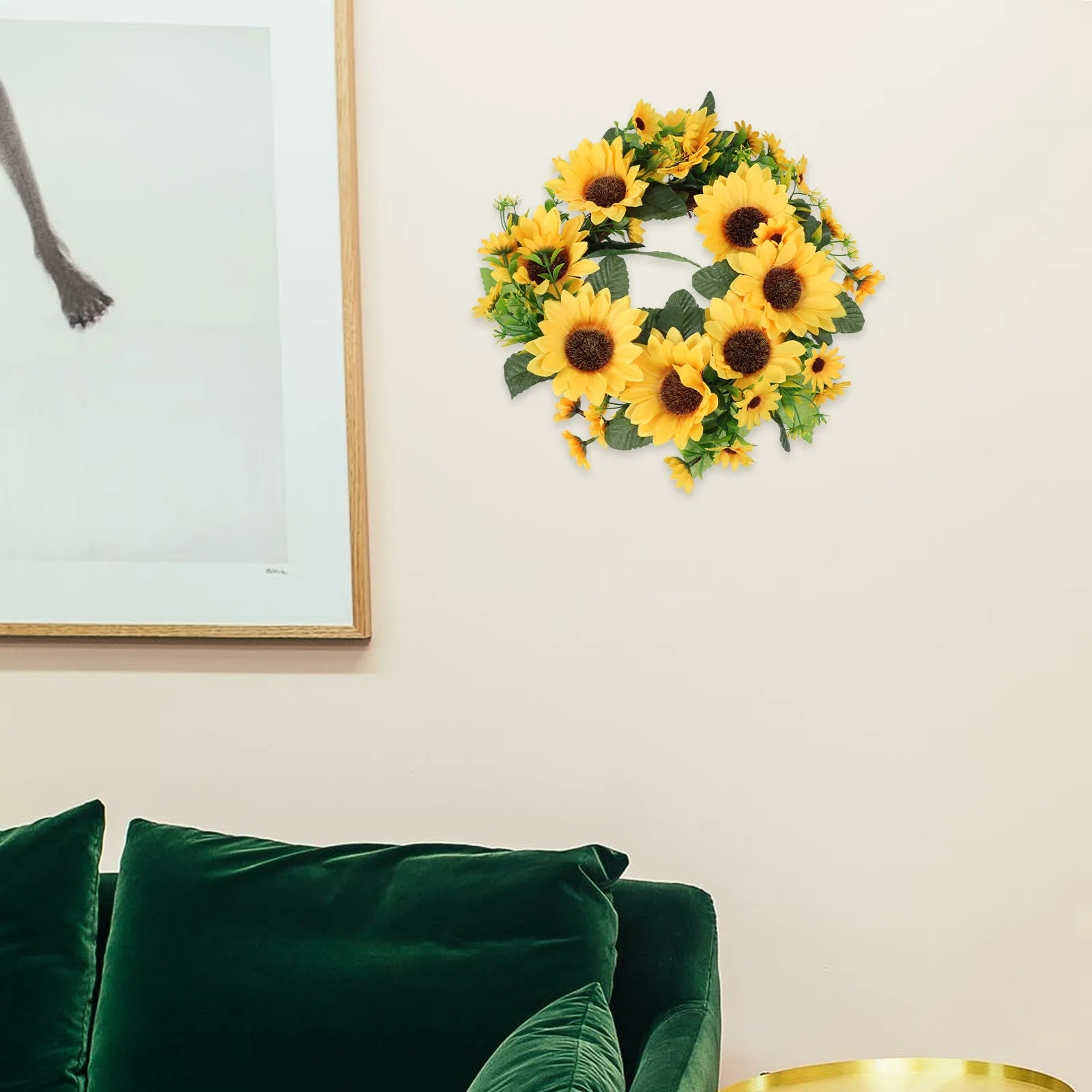 

Simulated Sunflower Wreath Plastic Rattan Home Decor Decoration Fake Wreaths Thanksgiving Halloween Holiday Family Floral