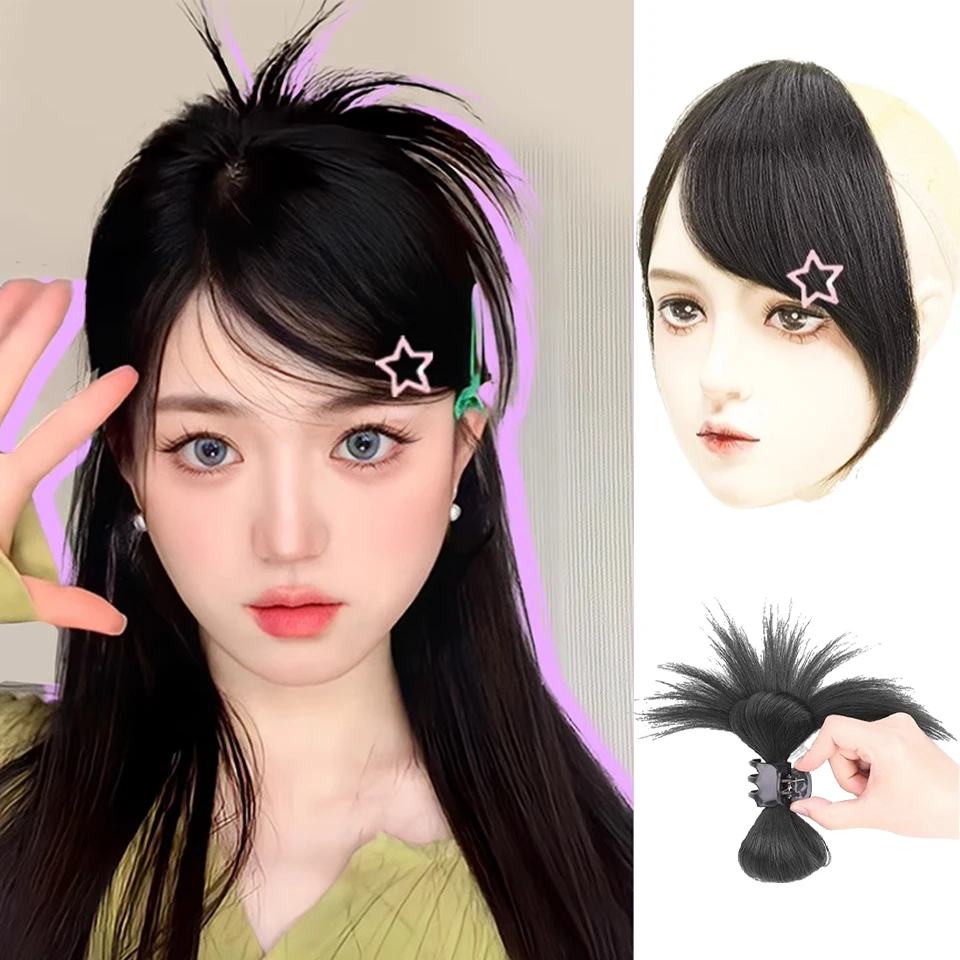 

EAST Y2k Slanted Bangs Wig For Women Invisible And Traceless Head Curtain Bangs Patch Natural Forehead Fake Bangs Wig Patch