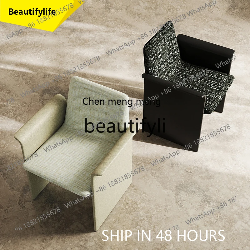 

2003 New Designer Dining Chair Italian Style Light Luxury with Backrest and Armrests