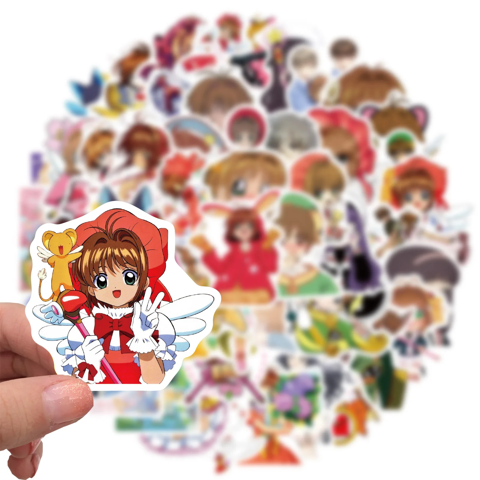 50pcs/bag Japan Cartoon PVC Card Captor Sakura Sticker for Kids Toy DIY Laptop Bike Lovely Reward Girl Children