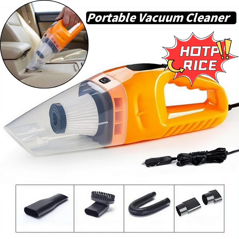 High Power Hand Held Car Vacuum Cleaner Portable Auto Interior Cleaning Tool with Attachments 12V Mini Auto Dust Collector