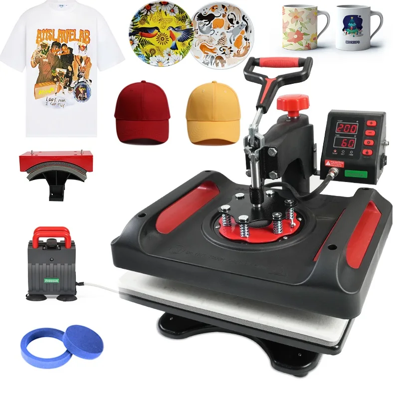 

WJW Cheap T-shirt Sublimation Printing Machine 5 in 1 Heat Press Machines for t Shirt Hat Mug Plate