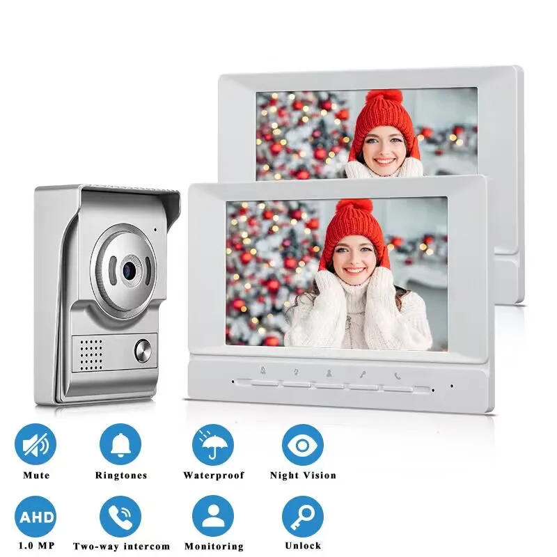 7 Inch Video intercom Doorbell 1000TVL Wide-Angle Camera Video Door Phone Support Video Call With One Key To Unlock