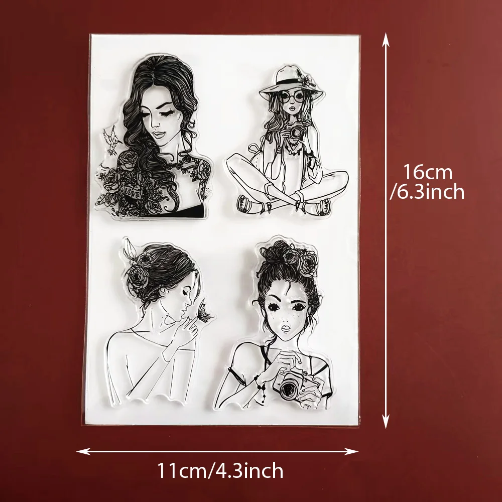 

Curly haired girl/pretty girl Elements Clear Stamps Seals for DIY Scrapbooking, Card Making and Album Decoration Crafts