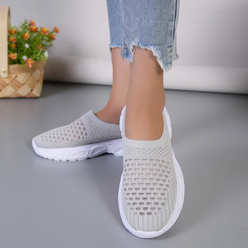 Shoes for Women Slip-on Women\'s Slippers Summer Platform Outdoor Walking Ladies Mesh Shoes Breathable Casual Female Flats