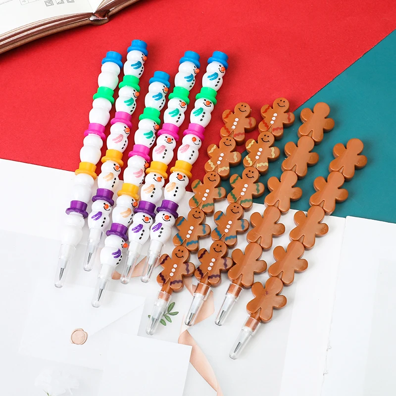 

Cute Snowman Gingerbread Man Building Block Crayon/Pencil Painting Pen Baby Birthday Party Favors Back To School Stationery Gift