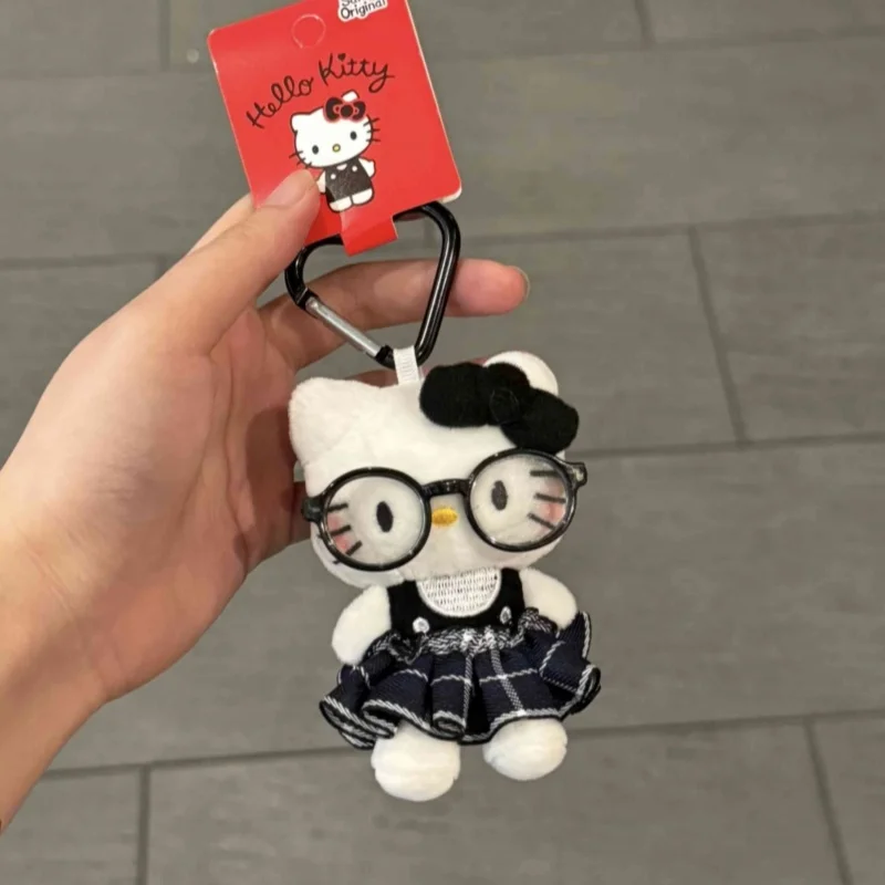 Nowy Hellokitty z okularami ~ Śliczny, ręcznie wykonany wisiorek Kt Doll Brelok do kluczy Torba dla lalek Wisiorek Prezent urodzinowy W magazynie