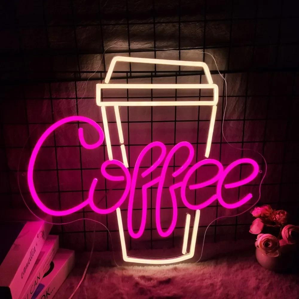 Coffee Led Neon Signs for Wall Decor for Living Room Bistro Cafe Shop Man Cave Party Led Art Wall Decorative Lights Acrylic Sign