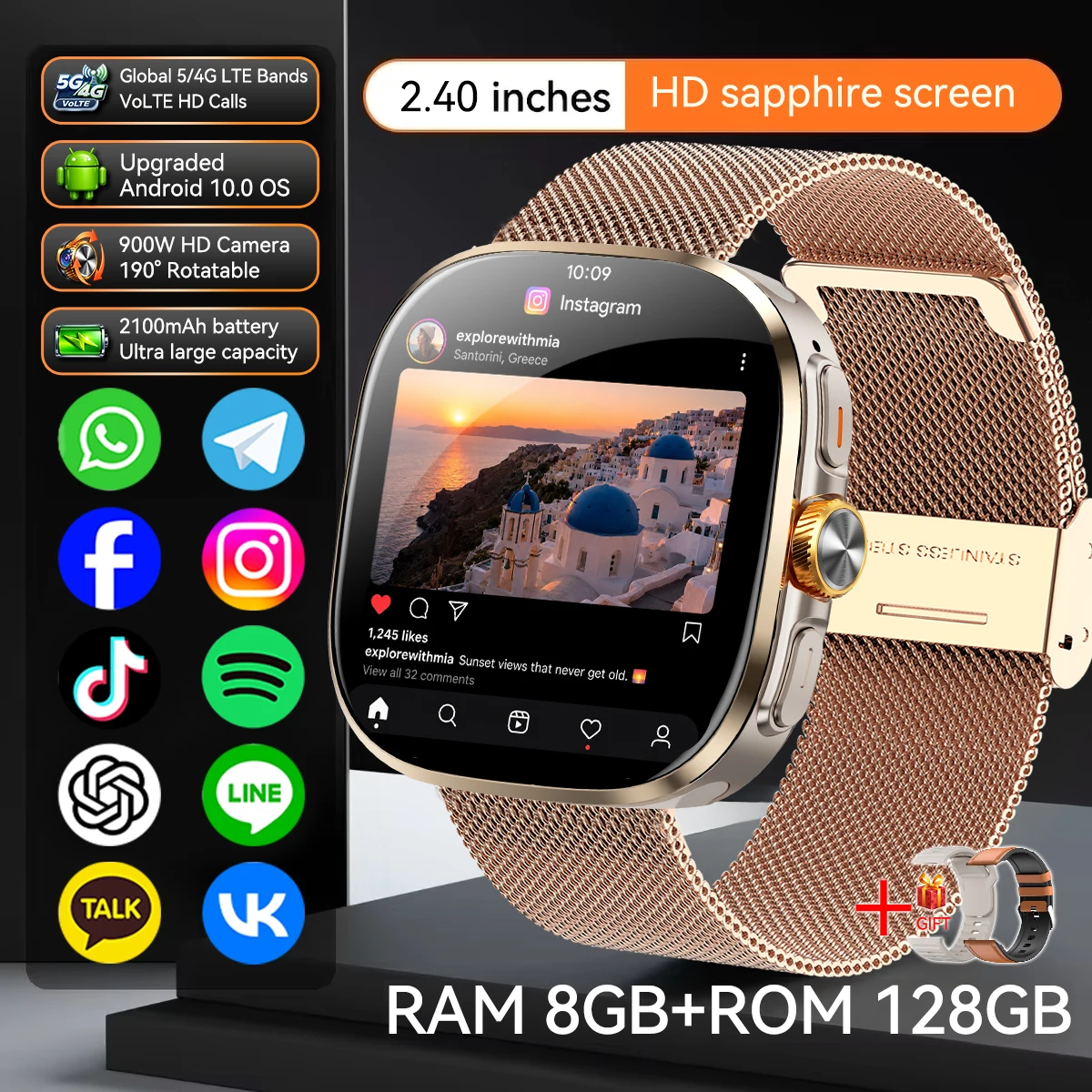 5G/4G Full Network Smart Watch with AMOLED Screen