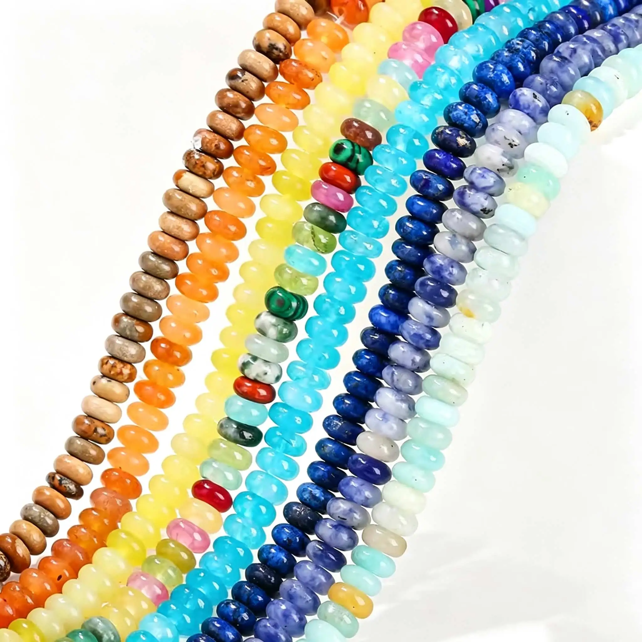 1 Stück 6MM Flache Runde Natursteinperlen Aquamarin Tigerauge Kristall für Schmuckherstellung DIY Armband Zubehör