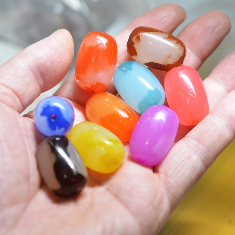 15x25mm Multicolor two-tone Jelly result bucket Acrylic beads loose spaced beads pattern jewelry Make DIY bracelet necklace