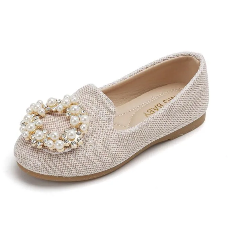 Girls Leather Wedding Shoe Fashion Children Soft Flats Sequins Kids Casual Shoe