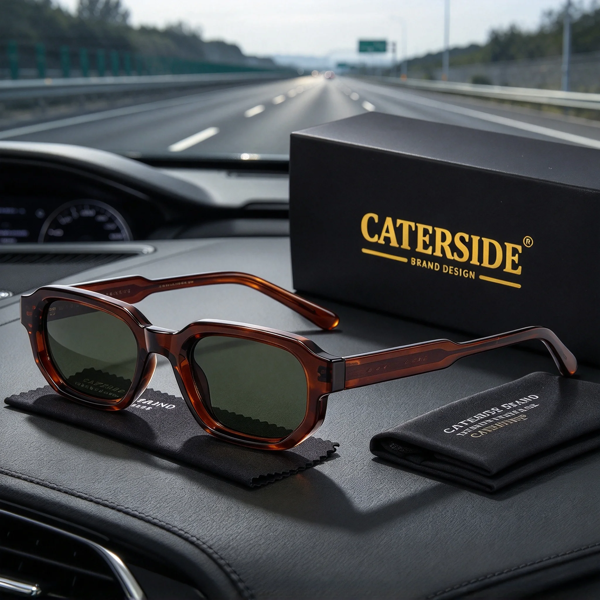 CATERSIDE New Unisex Fashion Sunglasses Square Small Frame Cellulose Propionate Temple Tips Outdoor Travel Driving Glasses UV400