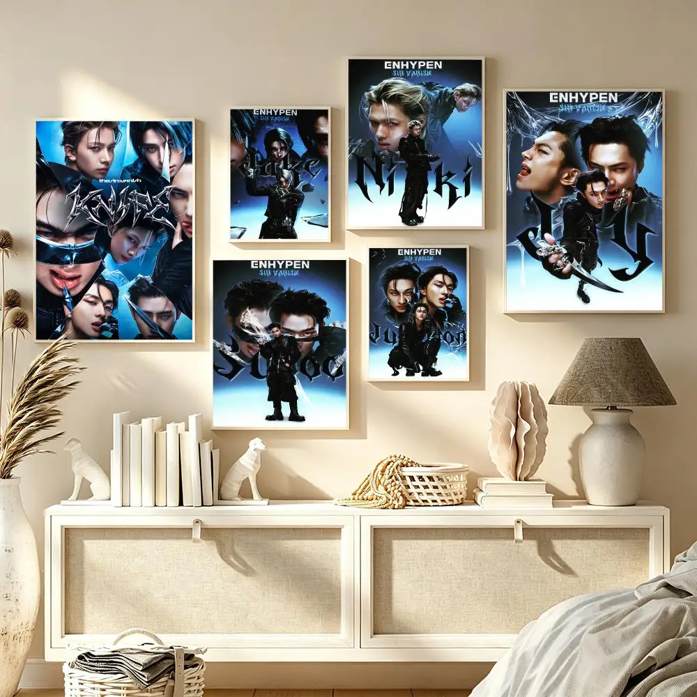 Kpop Band E-ENHYPEN Knife Poster Trendy Aesthetic Wall Art high-end Bedroom Home Cafe library Decor