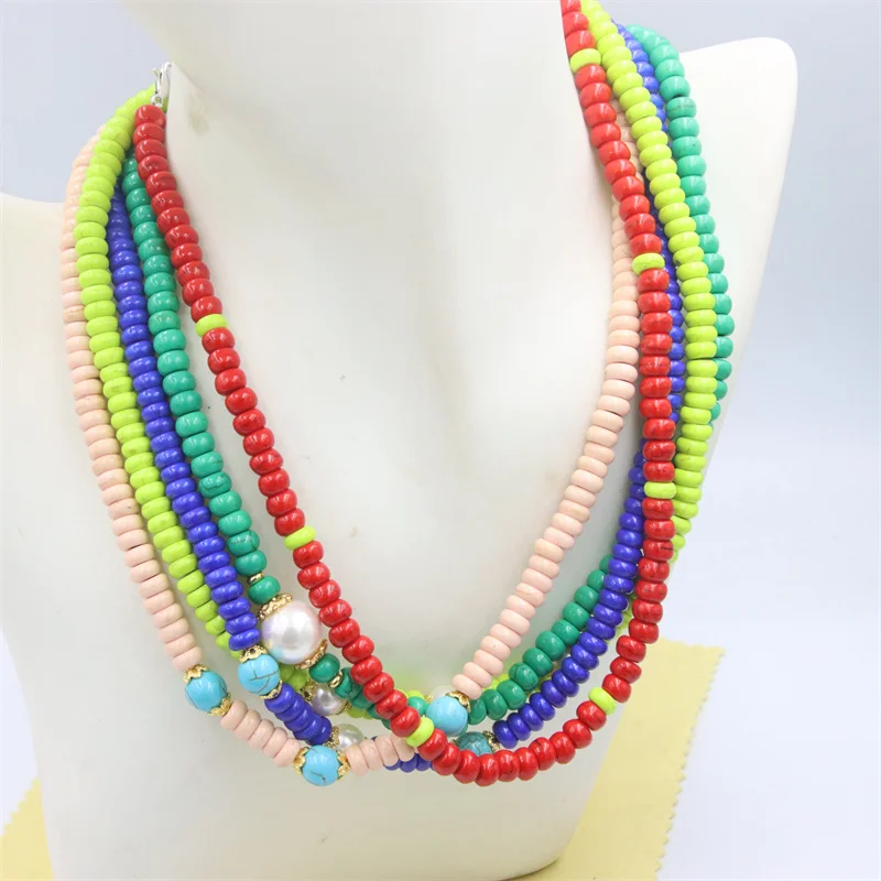 ZFSILVER Fine Fashion Trendy  Handmade Bohemian Synthetic Turquoise Abacus Beads Neckalce Women Charms Jewelry Accessories Gifts