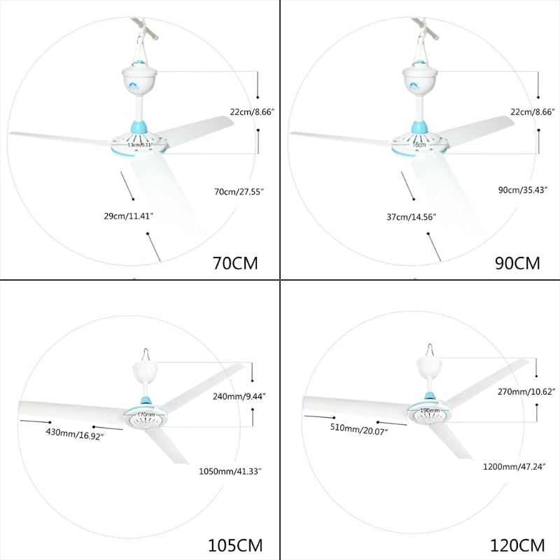 Universal for Dc 12V 27.5 to 47.2 inch Ceiling Fan for School Dormitory Bed Outdoor Picnic BBQ Home and more Drop Shipping