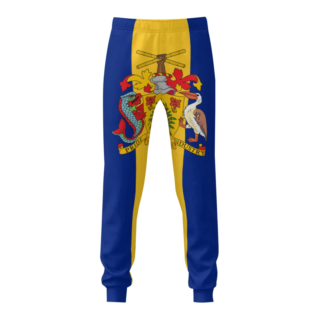 Emblem of Barbados Flag Mens Sweatpants with Pockets Joggers for Men Sports Casual Sweat Pants With Drawstring