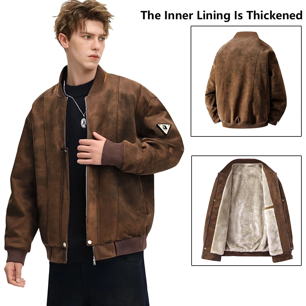 

Новинка 2025 года, зимняя толстая теплая ветрозащитная куртка, мужское утепленное повседневное пальто, модные термокуртки, свободная мужская одежда в стиле ретро, верх