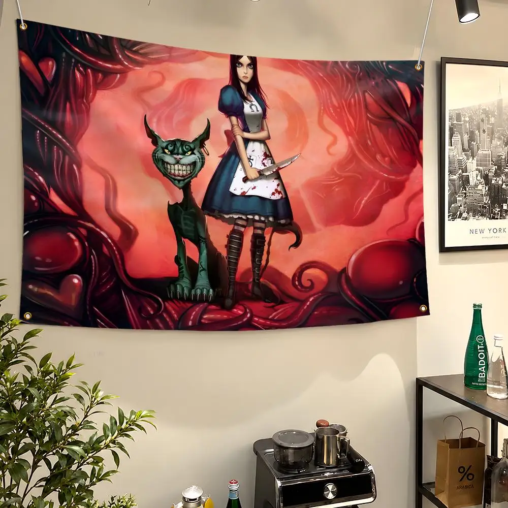 Game Alice Madness Returns Wonderland Flags Wall Hanging Flag Banners For Birthday Parties Outdoor Bedroom Dorm Room Decor